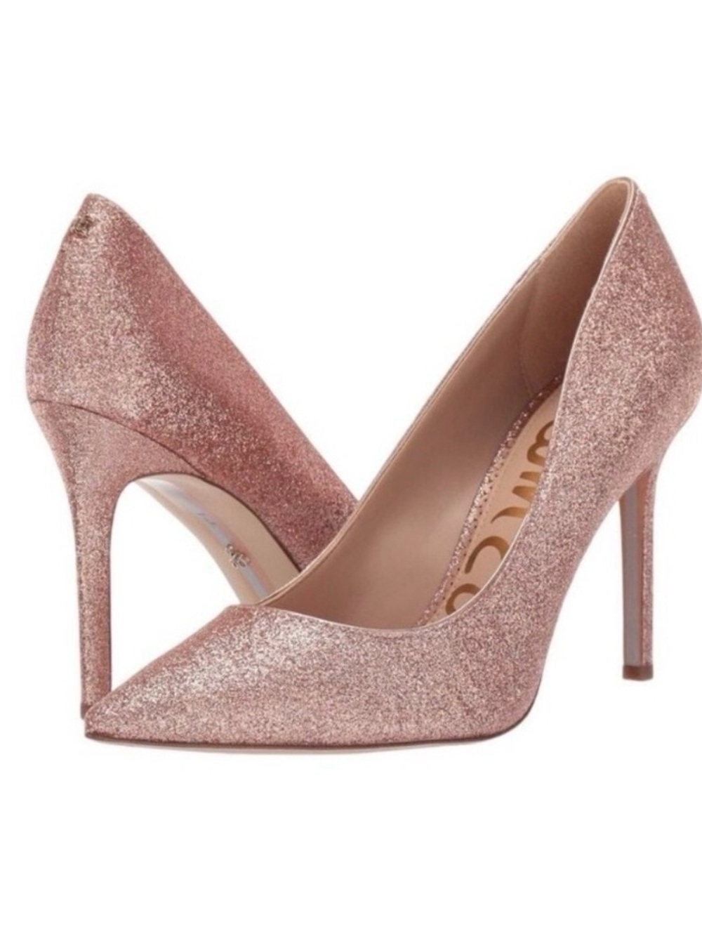 Sam Edelman Glitter Pointed Toe Pumps in Rose